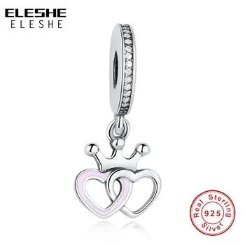 ELESHE 2019 Romantické Srdce Korálky, 925 Sterling Silver Přívěsek Charms Fit Originální náramek, Náhrdelník Šperky