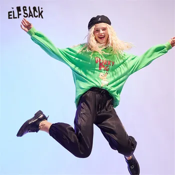 ELFSACK Harajuku Ženy Kreslený Tisk Mikina,2020 Podzimní Dívka Sportovní Elegantní Grafické Svetr Oblečení,ELF Ležérní Denní Topy