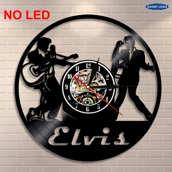 Elvis Silueta LED Světlo na Zeď Vinylové Hodiny Měnící Barvu Cool Obývací Pokoj Interiér Dekor Nástěnné Světlo, Dálkový Ovladač