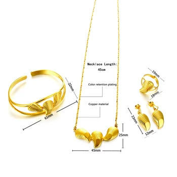 Ethlyn Arabské Zlaté Barvy Čtyř-ks Šperky Set, Zlaté Náramky /Náušnice/ Náhrdelník/Prsten Dívky, Africké Šperky Sady S312