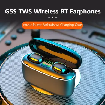 G5S Dual Sluchátka Bluetooth Sluchátka, 5.0 Sportovní TWS IP54 Vodotěsné Bezdrátové Dobíjecí In-ear Sluchátka s Digitálním Displejem