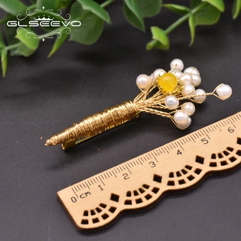 GLSEEVO Přírodní sladkovodní Pearl, Elegantní, Originální designové Kouzlo Brož Pro Ženy, Svatební Dar Ručně vyráběné Ženské Šperky GO0363C