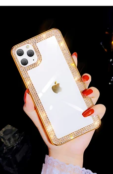 Gold Drahokamu Diamond Telefon Pouzdro Pro iPhone 11 Pro MAX Případ Ženy Měkké Pokovení Kryt pro iPhone XS Max X XR XS Případě Nárazuvzdorný