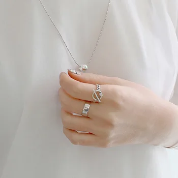 GOMAYA Originální 925 Sterling Stříbrné Prsteny Pro Ženy korejské Minimalistický Hladký Unisex Otevření Nastavitelný Prsten Hot Prodej Jemné Šperky