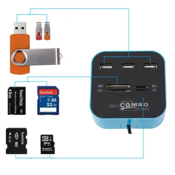 Grwibeou USB Hub 2.0 Se 3 Porty TF Micro SD Card Reader Slot USB Combo Multi Vše V Jednom USB Splitter kabel Pro Laptop Macbook