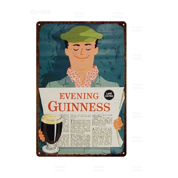 Guinness Vintage Plechové Znamení Piva Wall Art Dekorace Bar, Kavárna, Domov, Obchod Tintin Kuchyňské dekorace Kovové Plakát Cuadros 30X20Cm