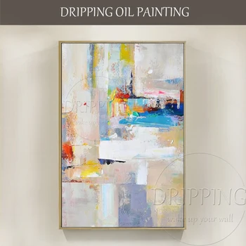 Hot Prodej Umělce, Ručně malované, Vysoká Kvalita Abstraktní olejomalba na Plátně, Ruční práce Krásné světlé Barvy, 2 Sady olejomalba
