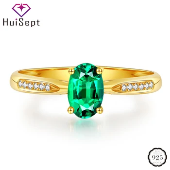 HuiSept Luxusní 925 Stříbrný Prsten Oválného Tvaru Emerald Drahokamů Zirkon Šperky, Ozdoby, Prsteny pro Ženy Svatební Party Velkoobchod