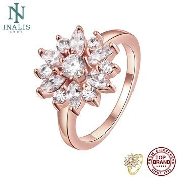 INALIS Sakura Design Prsten Pro Ženy, Kreativní Módní Stříbrný Pozlacený Prsten Šperky Boutique Výročí Trend Styl Dárek