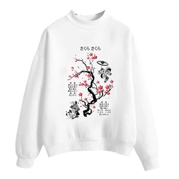 Inkoust Malba Třešňový Květ 2021 Ulzzang ženy mikina dlouhý rukáv Estetické tištěné zimní/podzimní S-XXL neformální oblečení