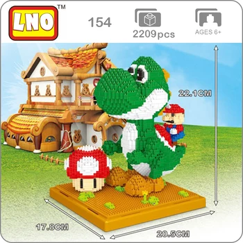 INO 154 Hru Super Mario Yoshi 3D Model 2209pcs DIY Diamantový Mini Budovy, Malé Bloky, Cihly Shromáždění Hračky bez Krabice
