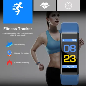 Inteligentní Náramek Hodinky Náramek pro Muže, Ženy 115 Plus Fitness Tracker Tlak Sport Hodinky Spánku, Srdeční Frekvence Monitoru Smart Band