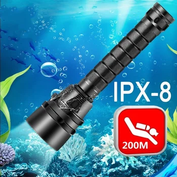 IPX 8 Silný Potápění Svítilna Nejvyšší IP68 Vodotěsné Profesionální Potápěčské Světlo Anti Skid Lano 5 Super Světlé Lampy Korálky