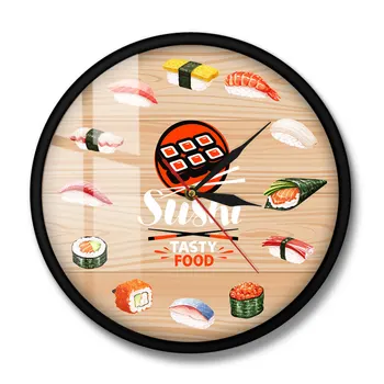 Japonské Kuchyně, Sushi Chutné Jídlo Nástěnné Hodiny Kuchyň Wall Art Dekorativní Minimalistické Nástěnné Hodinky Dárek pro Foodies Restaurace Šéfkuchař