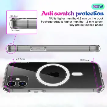 Jasné Akryl Pro Magsafe Telefon Pouzdro pro Iphone 12 Pro Max 12 Mini Pro Bezdrátové Nabíjení Drop ochranný kryt