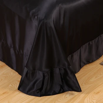 Jednobarevné Černé Barvy, Saténové Hedvábí Luxusní Super Povlečení pro Letní Peřinu Prostěradlo povlak na Polštář Domů Moderní King Size