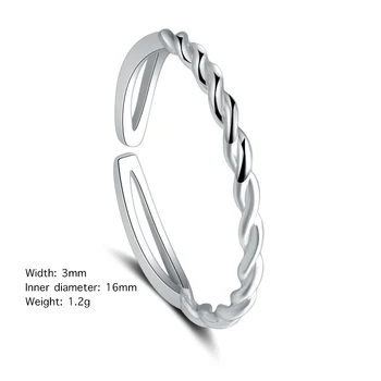 Jednoduché Minimalistické Tenké Malé Tkané Twist 925 Sterling Silva Prst Prsten Pro Ženy Elegantní Šperky Velkoobchod
