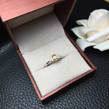 Jednoduchý Elegantní Klasický Malý prsten s přírodním citrínem ov4x6mm v 925 sterling silver drahokam prsten pro ženy, dívka jako dárek