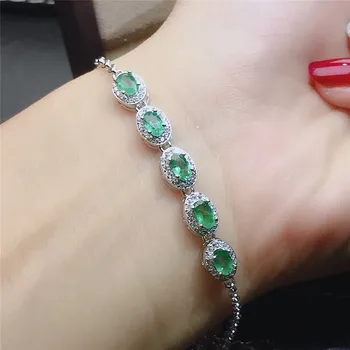 Jemné šperky přírodní Emerald 925 sterling silver nové ženy drahokam ruku náramek testu podpory luxusní krásné