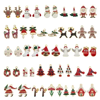 Julie Wang 25PCS Smalt Vánoční Přívěsky, Smíšené Slitiny Santa Claus, Strom, Zvonek, Klobouk Jelen Sněhulák Přívěsek Šperky Příslušenství
