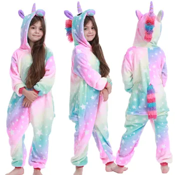Kigurumi Děti Pyžamo Jednorožec Dupačky Pro Děti, Chlapec Dívka Vánoční Pyjama Steh Panda Kombinéza Zimní Zvířat Liocne Oblečení Na Spaní