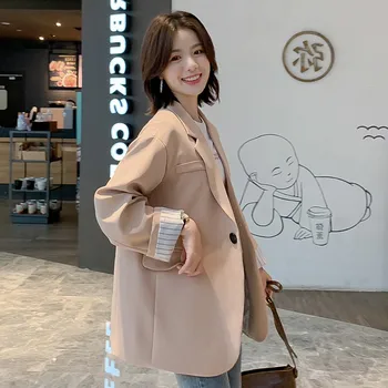Korean volné oversize Split Rukáv sako pro ženy Bavlna kanceláře nosit Formální Oblek Bundy plus velikosti Ženy Ležérní Kabáty S0061