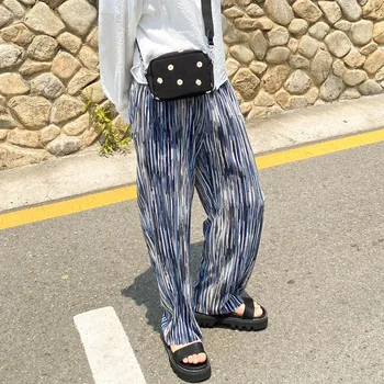 Korejský Rovné Kalhoty Pánské Módní Kontrastní Barevné Ležérní Kalhoty Muži Streetwear Divoké Hip Hop Volné Stahovací Kalhoty Pánské M-XL