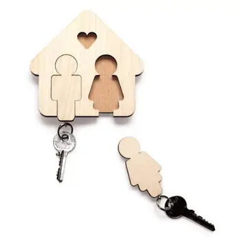 Kreativní Pevný Dřevěný Držák na Klíče DIY Zavěšení na Zeď Wood House Tvar Zdi Visí Klíče od Auta, Stěny, Dekorace Valentýn Dárek