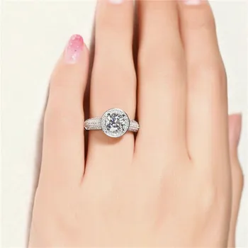 Lady pevné 925 Sterling Silver pave drahokam prsteny prst Luxusní 2ct Diamond Snubní Prsteny pro Ženy Šperky dívka dárek