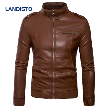 LANDISTO Motor styl muži bunda kožená bunda muži jaro podzim pánská bunda PU bunda muži oblečení