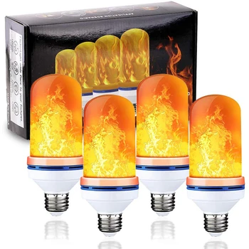 LED Efekt Plamene Žárovky 4 Režimy s Upside-down Efekt Simulované Dekorativní Osvětlení Vintage Hořící Lampa pro Domácí Dekor