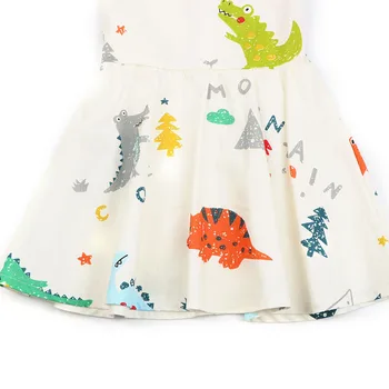Letní Dětské Oblečení Tutu Šaty Elegantní Princezna Dívky Šaty Dinosaurus Tištěné Zpět Zip Šaty Pro Děti Strana Custumes 2-7Y