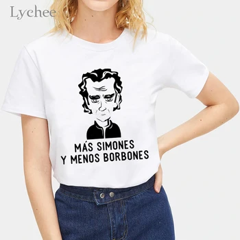 Liči Harajuku FERNANDO SIMÓN Tisk Krátký Rukáv T-Shirt Ženy Letní T Košile Volné O-neck Casual Dámské Tričko M-2XL