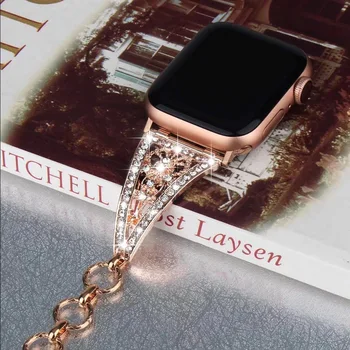Luxusní Bling Diamond popruh pro Apple Watch Band Série 6 SE 5 4 3 Kovový Řemínek Hodinky Náramek Pro apple watch 42 mm 40 mm 38 mm 44 mm