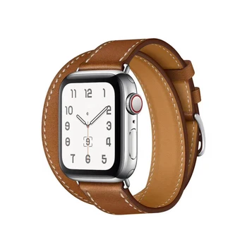 Luxusní Dvojité Smyčky Kapela Pro Apple Watch 38mm 40mm pravé Kůže Popruh iWatch Náramek 42m 44mm Série 1 2 3 4 5 6 SE Watchband