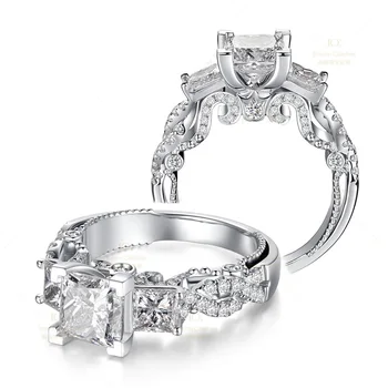 Luxusní Módní Šperky 925 Stříbrný Tři Kámen Kulatý Řez 5A CZ Zirkony Svatební Ženy Prst Prsten, Dárek Nickles Ženy Diamantový Prsten