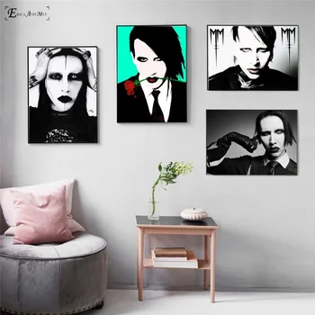 Marilyn Manson, Černé A Bílé Plátno, Malování Plakátů A Tisků Pro Obývací Pokoj Bez Zarámované Umění Zdi Obraz Domova