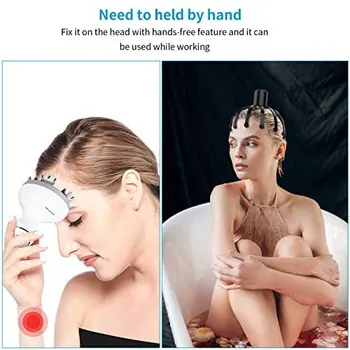 Masáž hlavy, Rychlovarná Skalp Masér s 2 Režimy a Automatické Funkce, 12 PET 3D Ruce Hands-Free, USB Nabíjení, pro Vlasy