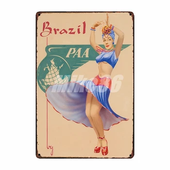 [ Mike86 ] Cestovní Cites Země Plechu Brazílie New York Zdi Plakát Vintage Plechové Znamení, Starožitné Suvenýry Festival Dárek FG-256