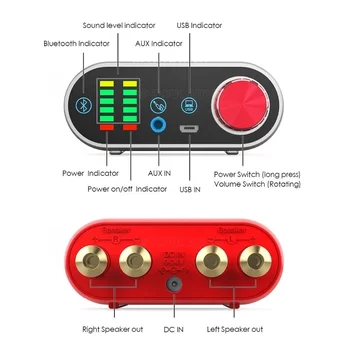 Mini Audio hi-fi Bluetooth 5.0 hi-fi Zesilovač Třídy D Tpa3116 Digitální Amp USB Zvuková Karta AUX 50W*2 Domácí Audio