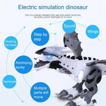 Mlha Sprej Dálkové Ovládání Dinosaurus Robot Zpěv Elektronické Domácí Zvířata Hračky Pro Děti Chodící Dinosaurus Dýchání Ohně Vodní Mlha