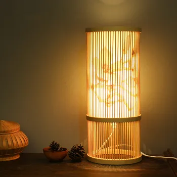 Moderní Japonské Stojací Lampy Ručně vyráběné Bambusové Dřevěné LED Stojací Lampa Ložnice Noční Stolní Lampy, Obývací Pokoj Nové Čínské Luminaria
