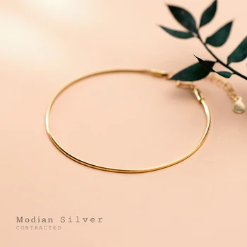 Modian Real 925 Sterling Silver Luxusní Hadí Kost Řetěz Náramek pro Ženy Nastavitelný Zlatá Barva Originální Náramek Jemné Šperky
