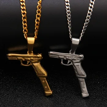 Muži Náhrdelníky Zlaté barvy Útočná Zbraň Puška Iced-Out Přívěsek Náhrdelník Slitiny Hiphop Kolo Vojenské Módní Šperky