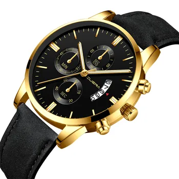 Módní hodinky muži Sportovní Pouzdro z Nerezové Oceli Kožený řemínek hodinky Quartz Obchodní náramkové Hodinky Ležérní Mužské Hodiny náramkové Hodinky