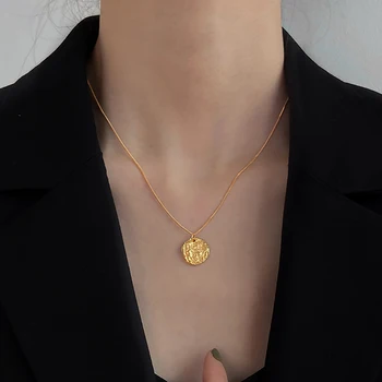 Módní Mince, Přívěsky, 925 Stříbro Náhrdelník Šperky Minimalismus Zácpa Kolye Vintage Bijoux Collier Femme Ženy Zlatý Náhrdelník