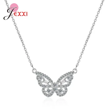 Módní Okouzlující 925 Sterling Silver Butterfly Přívěskem Náhrdelník Link Řetěz Náhrdelník Pro Ženy, Dívka Zirkony Jemné Šperky