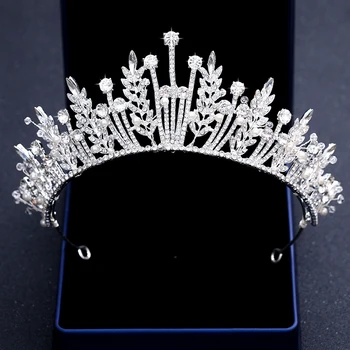 Módní Stříbrná Barva Crystal Vlasy, Šperky Pearl Zářící Diadém Koruny Luxusní Královna Princezna Nevěsta Svatební Čelenka Vlasy Příslušenství