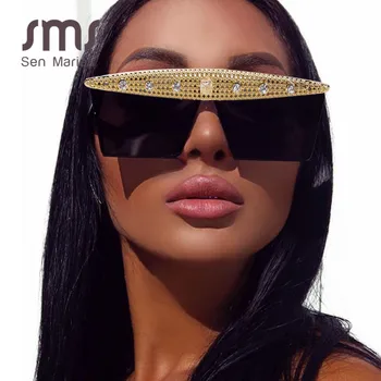 Módní Zirkony Náměstí Kamínky sluneční Brýle, Ženy, Muži, Luxusní Značky Vintage Crystal Sluneční Brýle Zrcadlo Růžová Černá Odstíny UV400