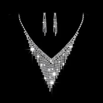 Módní Šperky Drahokamu Dráp Řetěz Střapcem Luxusní Svatební Svatební Šperky Set pro Ženy, Náhrdelník Náušnice Set LB